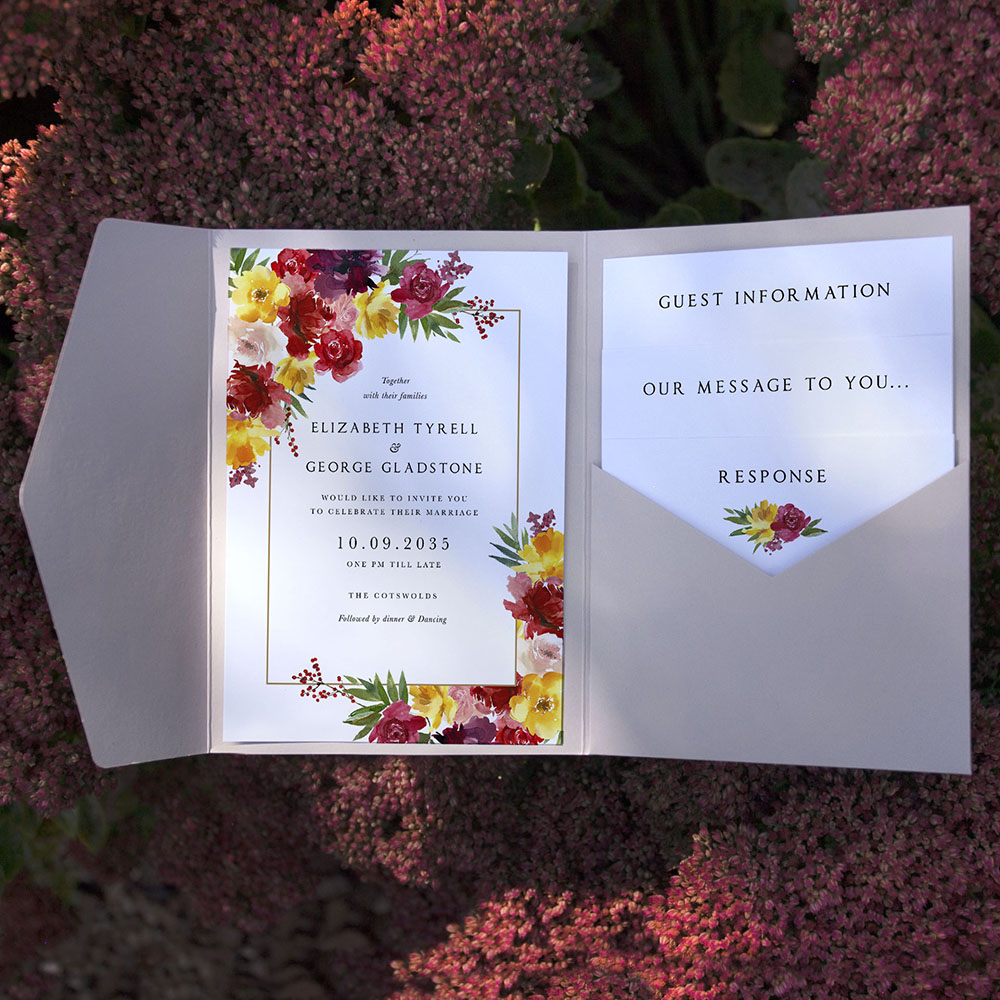 'Lush Romance' Pocketfold Wedding Invitation