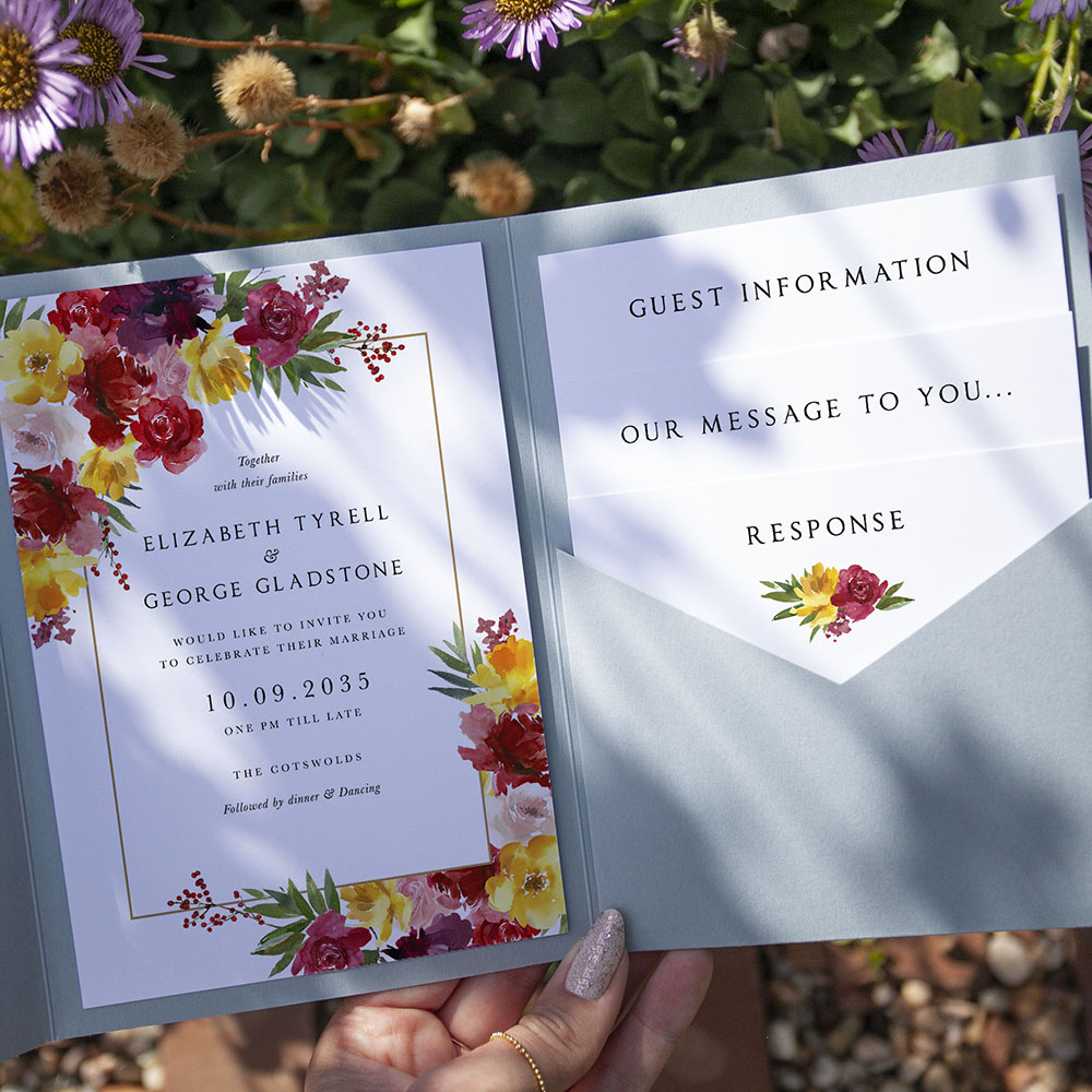 'Lush Romance' Pocketfold Wedding Invitation