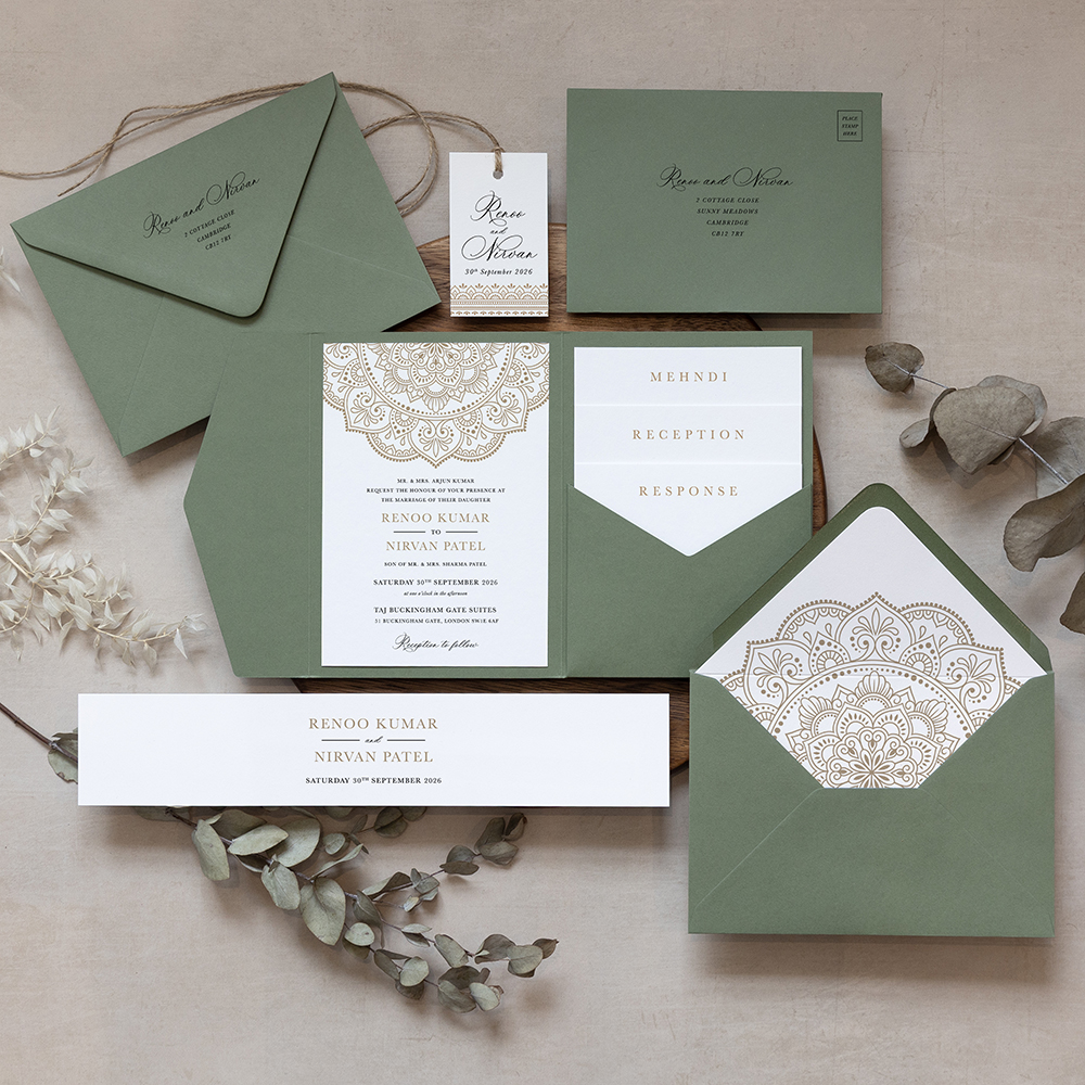 'Mandala' Pocketfold Wedding Invitation