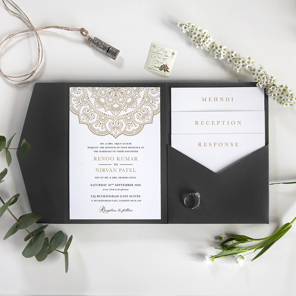 'Mandala' Pocketfold Wedding Invitation