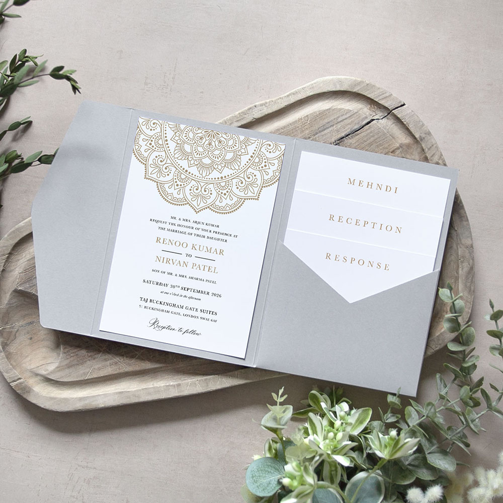 'Mandala' Pocketfold Wedding Invitation