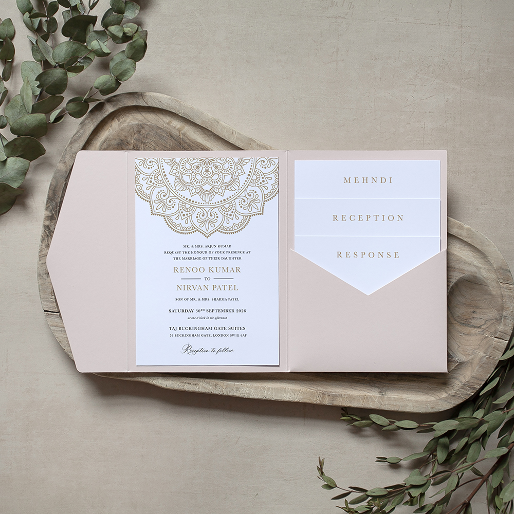 'Mandala' Pocketfold Wedding Invitation