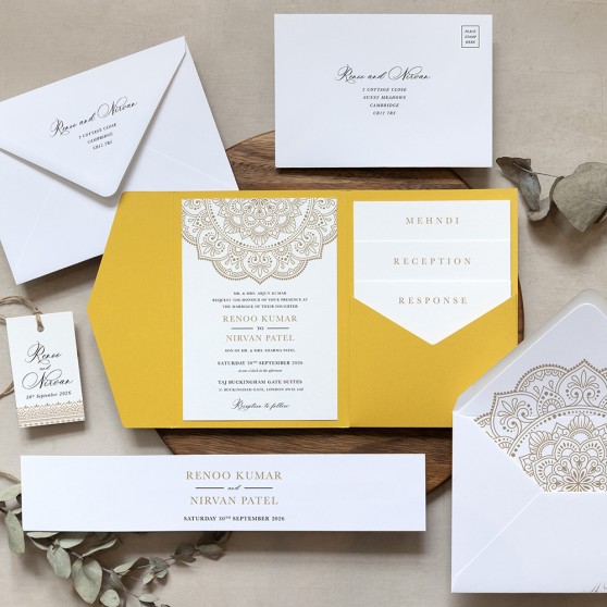 'Mandala' Pocketfold Wedding Invitation