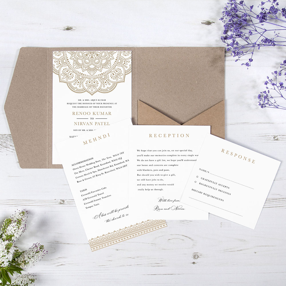 'Mandala' Pocketfold Wedding Invitation