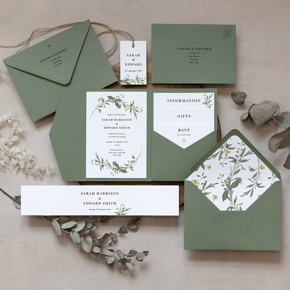 'Meadow Musings' Pocketfold Wedding Invitation