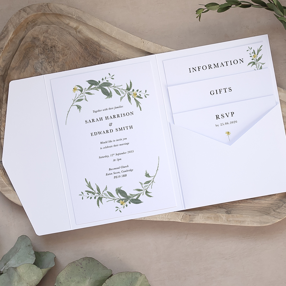 'Meadow Musings' Pocketfold Wedding Invitation Sample