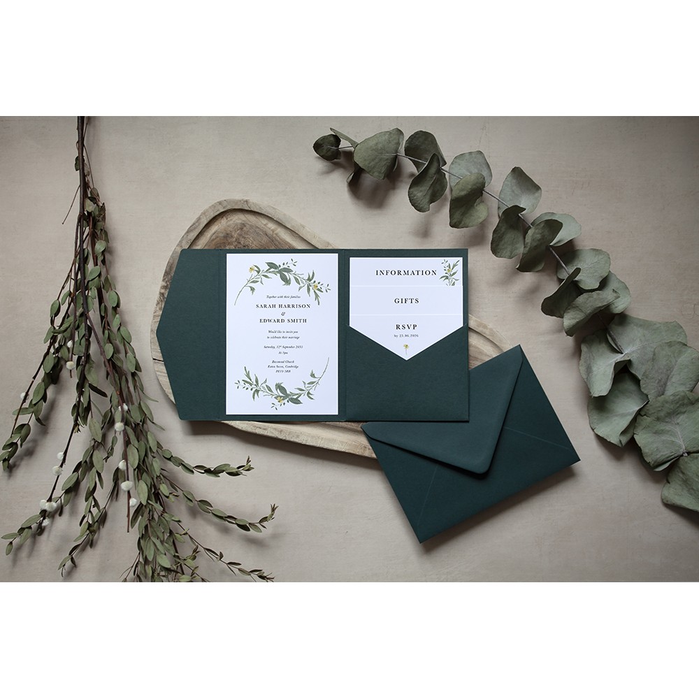 'Meadow Musings' Pocketfold Wedding Invitation Sample