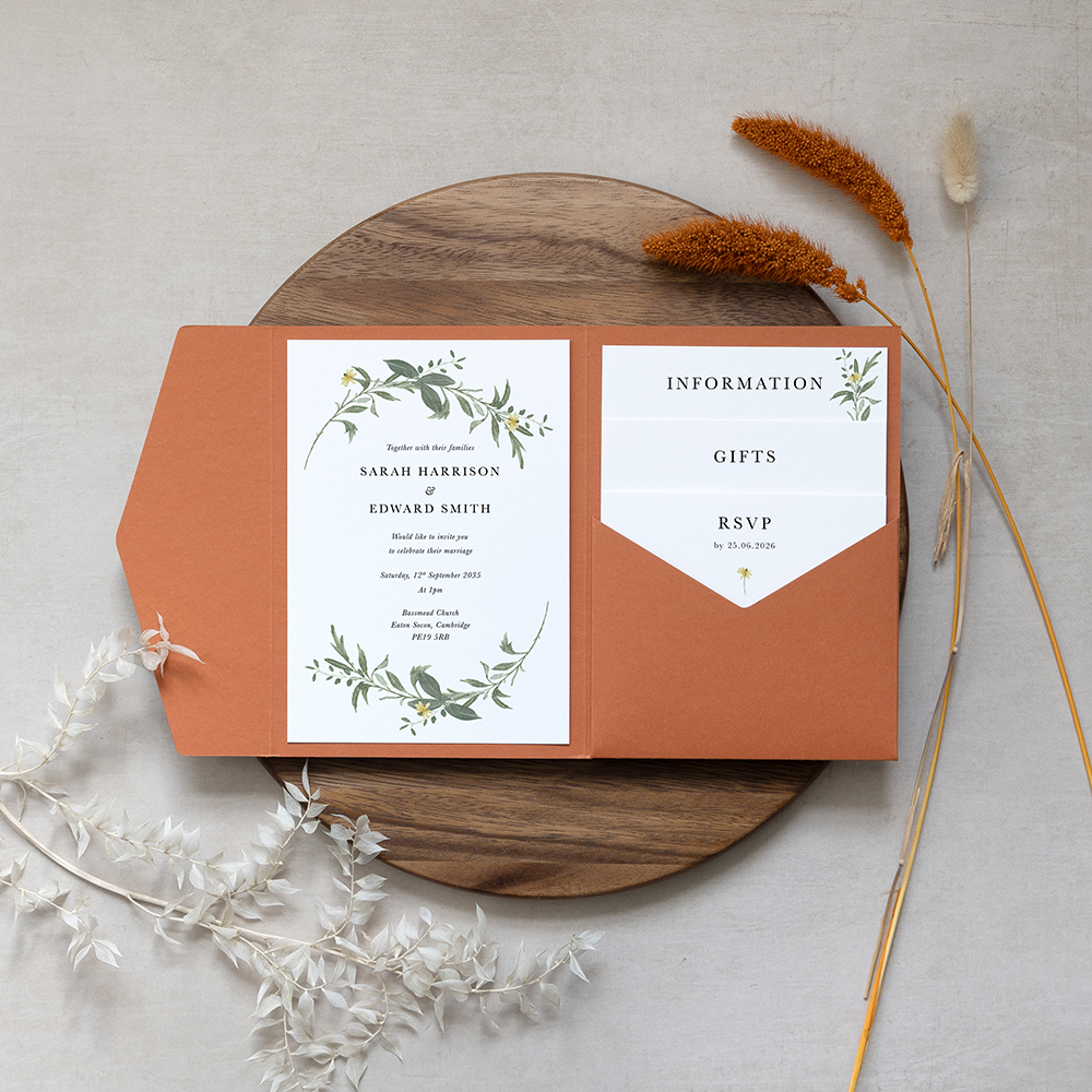 'Meadow Musings' Pocketfold Wedding Invitation Sample