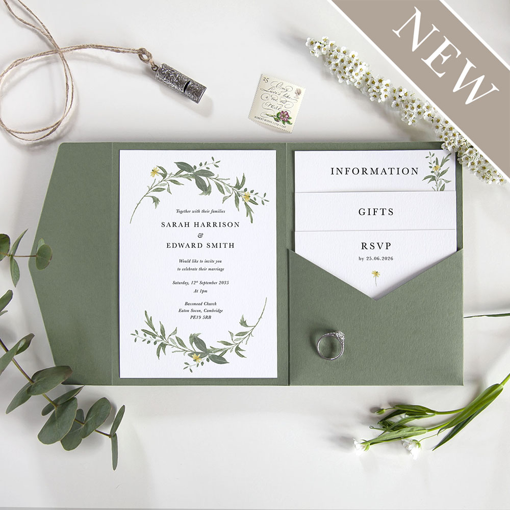 'Meadow Musings' Pocketfold Wedding Invitation