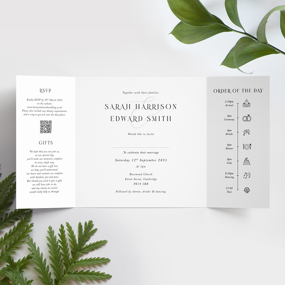 'Isadora' Printed Gatefold Wedding Invitation