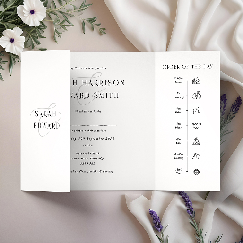 'Isadora' Printed Gatefold Wedding Invitation