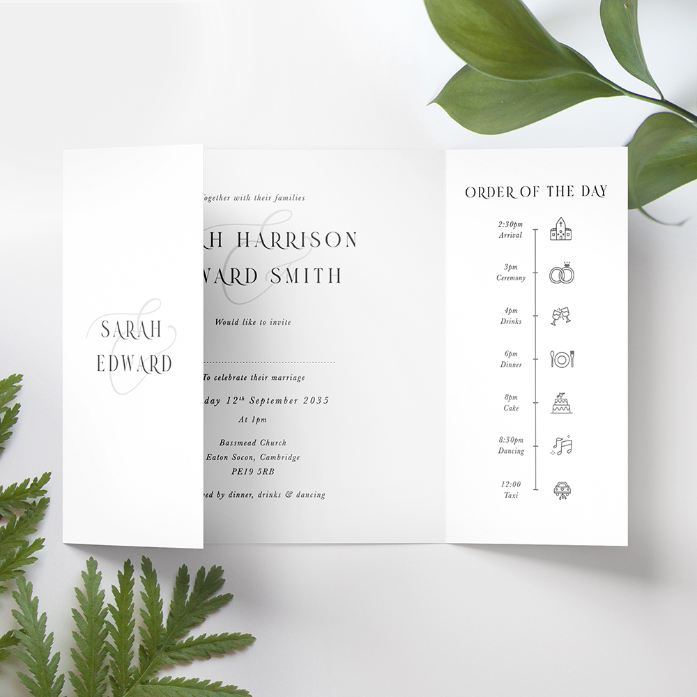 'Isadora' Printed Gatefold Wedding Invitation