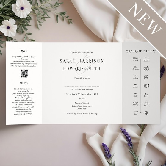 'Isadora' Printed Gatefold Wedding Invitation