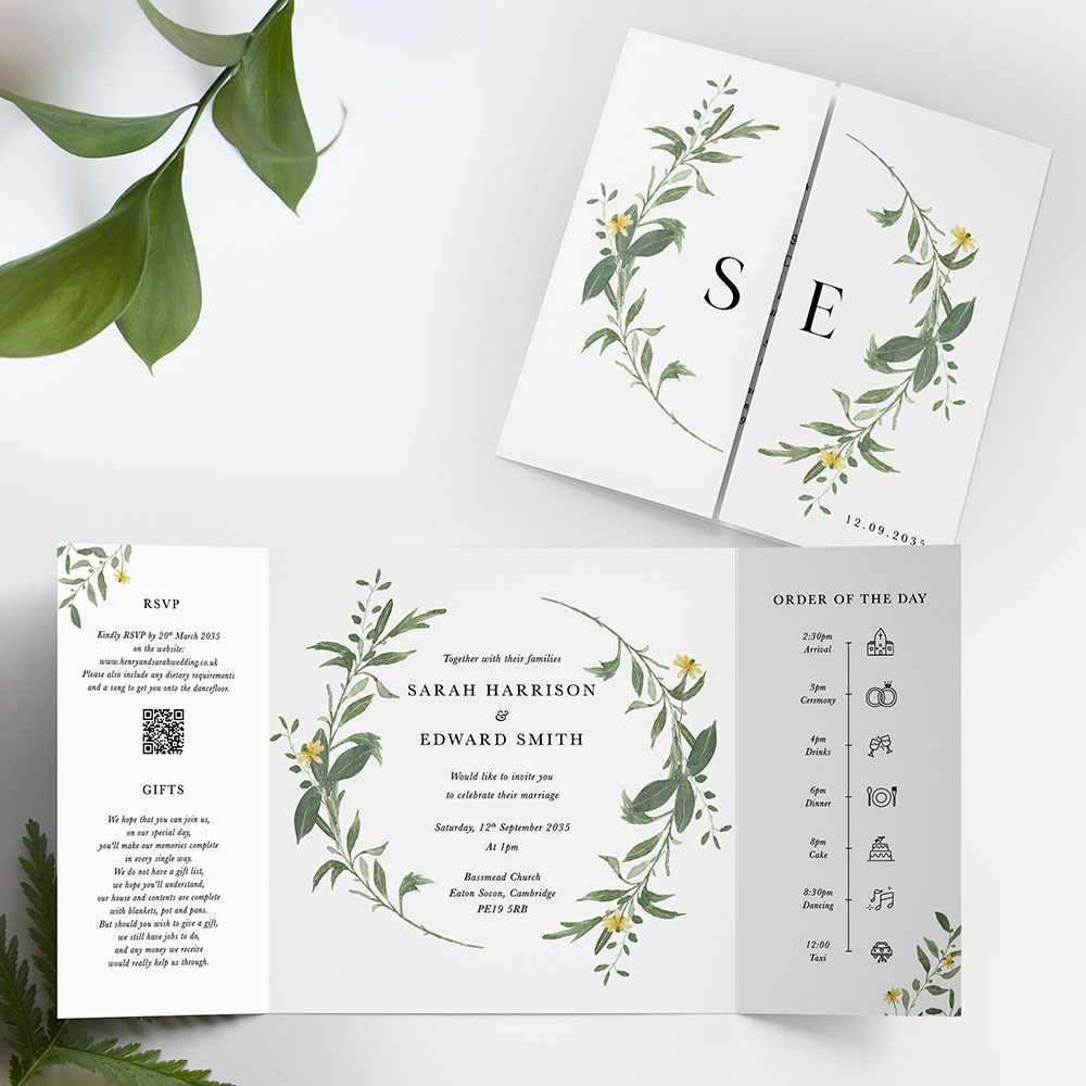 'Meadow Musings' Printed Gatefold Wedding Invitation