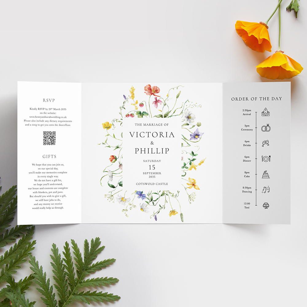 'Sweet Serenade' Printed Gatefold Wedding Invitation