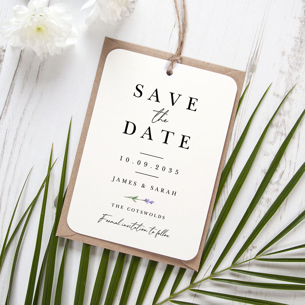 'Lavender L12' Save the Date Tag