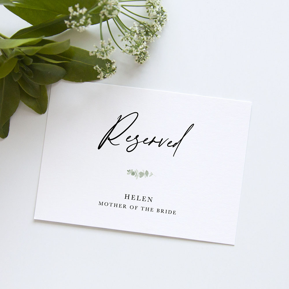 'Classic Eucalyptus CE10' Reserved Sign