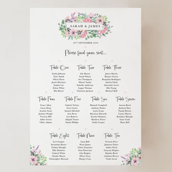 'Chloe' Small A3 Table Plan