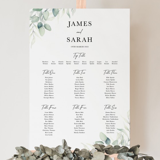 'Dreamy Eucalyptus' Large White Table Plan A2/A1/A0