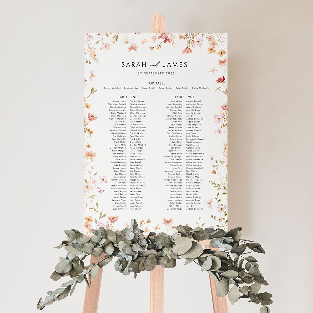 'Gentle Blooms' Large White Table Plan A2/A1/A0