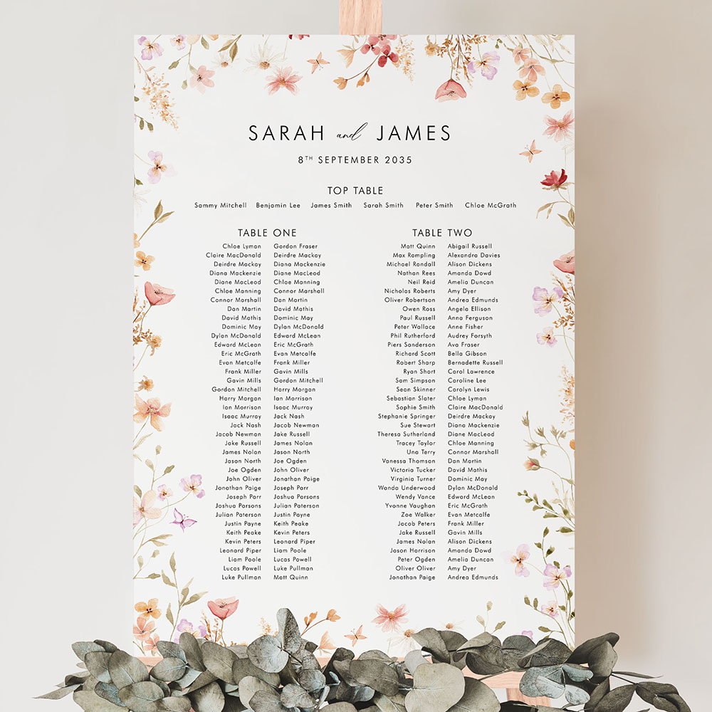 'Gentle Blooms' Large White Table Plan A2/A1/A0