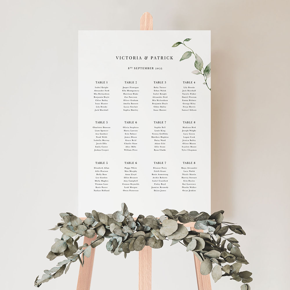 'Green Simplicity' Large White Table Plan A2/A1/A0