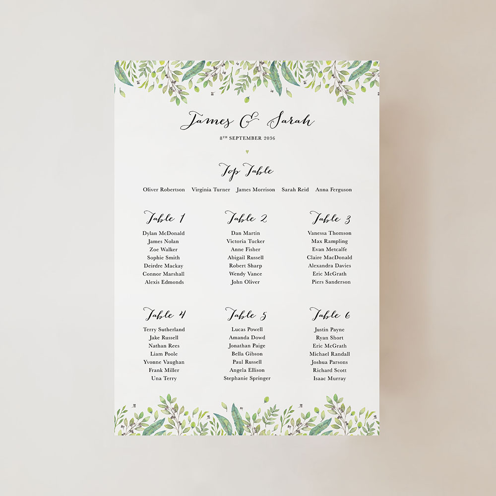 'Imogen' Small A3 Table Plan