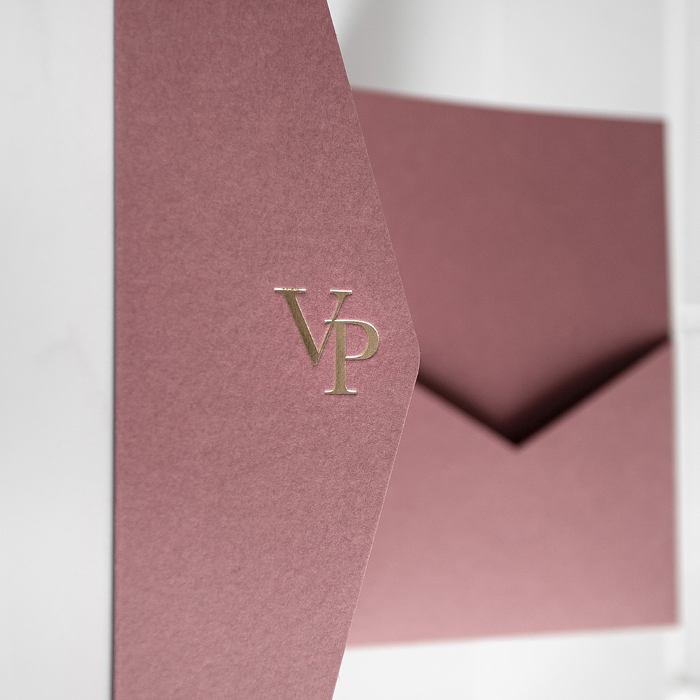 Blush Pink Foil Pressed Pocketfold Envelopes